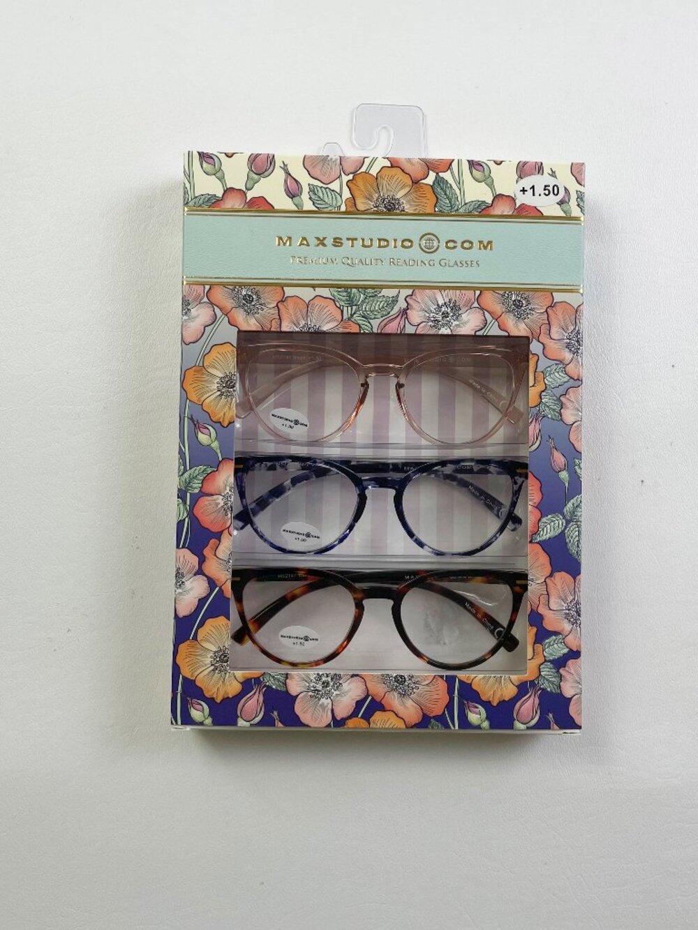 MaxStudio.com 3 Pack Reading Glasses +1.50 Brown Navy Blush New